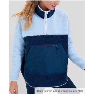 TNUCK SPORT Light Blue and Navy Fleece Cady Quarter Zip XS / S